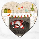 Christmas Black Santa In Fireplace Jigsaw Puzzle (Heart)