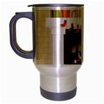 Christmas Black Santa In Fireplace Travel Mug (Silver Gray)