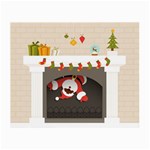 Christmas Black Santa In Fireplace Small Glasses Cloth