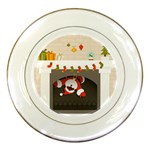 Christmas Black Santa In Fireplace Porcelain Plate