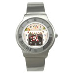 Christmas Black Santa In Fireplace Stainless Steel Watch