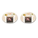 Christmas Black Santa In Fireplace Cufflinks (Oval)