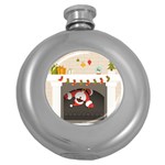 Christmas Black Santa In Fireplace Hip Flask (5 oz)