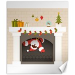 Christmas Black Santa In Fireplace Canvas 8  x 10 