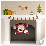 Christmas Black Santa In Fireplace Canvas 12  x 12 