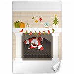 Christmas Black Santa In Fireplace Canvas 12  x 18 