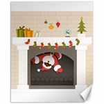 Christmas Black Santa In Fireplace Canvas 16  x 20 