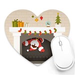 Christmas Black Santa In Fireplace Heart Mousepad