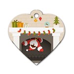 Christmas Black Santa In Fireplace Dog Tag Heart (One Side)