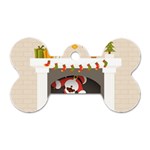 Christmas Black Santa In Fireplace Dog Tag Bone (Two Sides)