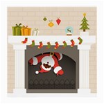 Christmas Black Santa In Fireplace Medium Glasses Cloth