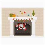 Christmas Black Santa In Fireplace Large Glasses Cloth