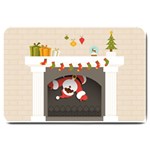 Christmas Black Santa In Fireplace Large Doormat