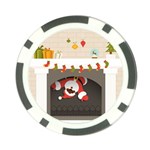 Christmas Black Santa In Fireplace Poker Chip Card Guard