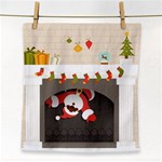 Christmas Black Santa In Fireplace Face Towel