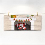 Christmas Black Santa In Fireplace Hand Towel