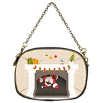 Christmas Black Santa In Fireplace Chain Purse (Two Sides)