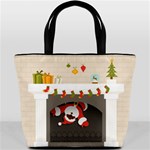 Christmas Black Santa In Fireplace Bucket Bag