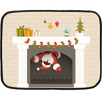 Christmas Black Santa In Fireplace Double Sided Fleece Blanket (Mini)