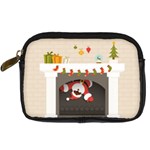 Christmas Black Santa In Fireplace Digital Camera Leather Case