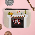 Christmas Black Santa In Fireplace Mini Coin Purse