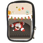 Christmas Black Santa In Fireplace Compact Camera Leather Case