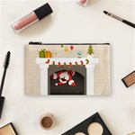 Christmas Black Santa In Fireplace Cosmetic Bag (Small)