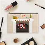 Christmas Black Santa In Fireplace Cosmetic Bag (Medium)