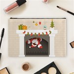 Christmas Black Santa In Fireplace Cosmetic Bag (Large)