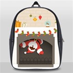 Christmas Black Santa In Fireplace School Bag (Large)