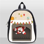 Christmas Black Santa In Fireplace School Bag (Small)