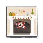 Christmas Black Santa In Fireplace Memory Card Reader (Square)