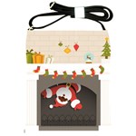 Christmas Black Santa In Fireplace Shoulder Sling Bag