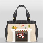 Christmas Black Santa In Fireplace Oversize Office Handbag