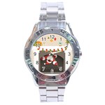 Christmas Black Santa In Fireplace Stainless Steel Analogue Watch