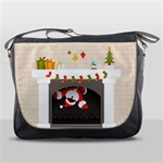 Christmas Black Santa In Fireplace Messenger Bag