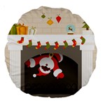 Christmas Black Santa In Fireplace Large 18  Premium Round Cushion 