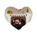 Christmas Black Santa In Fireplace Standard 16  Premium Heart Shape Cushion 