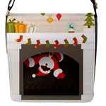 Christmas Black Santa In Fireplace Flap Closure Messenger Bag (S)