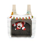 Christmas Black Santa In Fireplace Full Print Recycle Bag (M)