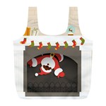 Christmas Black Santa In Fireplace Full Print Recycle Bag (L)