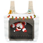 Christmas Black Santa In Fireplace Full Print Recycle Bag (XL)