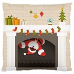 Christmas Black Santa In Fireplace Large Flano Cushion Case (One Side)