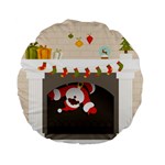 Christmas Black Santa In Fireplace Standard 15  Premium Flano Round Cushion 