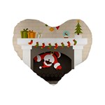 Christmas Black Santa In Fireplace Standard 16  Premium Flano Heart Shape Cushion 