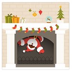 Christmas Black Santa In Fireplace Large Satin Scarf (Square)