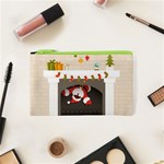 Christmas Black Santa In Fireplace Cosmetic Bag (XS)