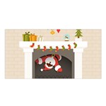 Christmas Black Santa In Fireplace Satin Shawl