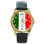 Christmas Italian Round Gold Metal Watch