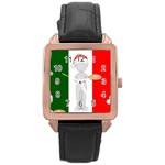 Christmas Italian Rose Gold Leather Watch 